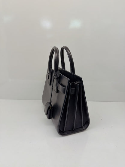 DARK BLUE LEATHER CLASSIC NANO SAC DE JOUR TOTE BAG