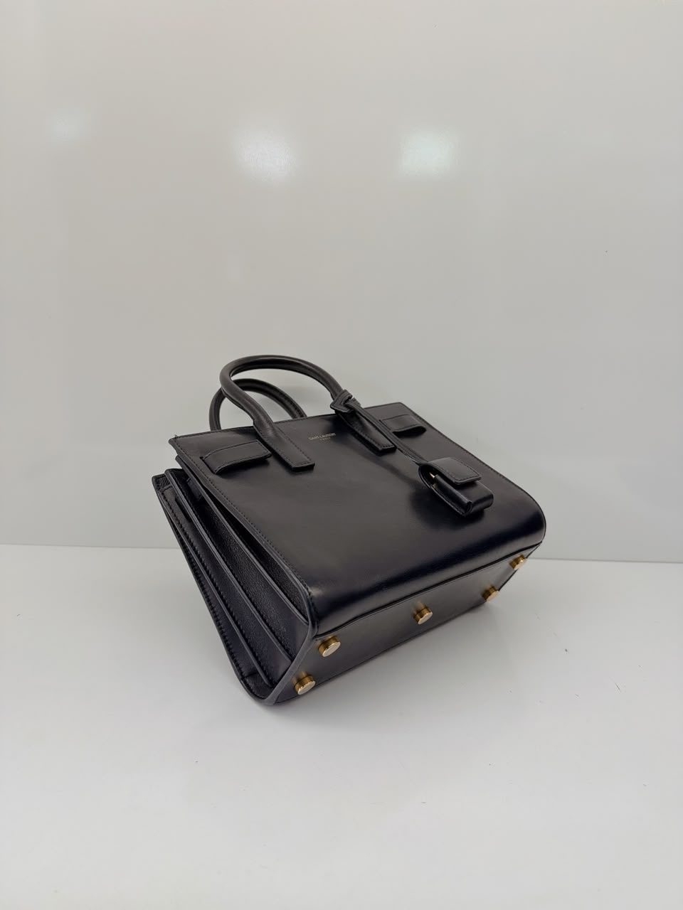 DARK BLUE LEATHER CLASSIC NANO SAC DE JOUR TOTE BAG