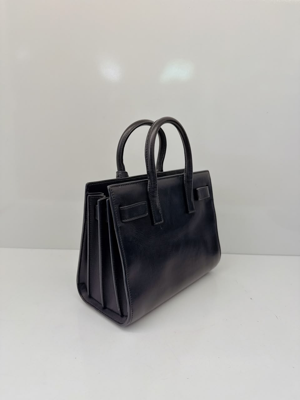 DARK BLUE LEATHER CLASSIC NANO SAC DE JOUR TOTE BAG