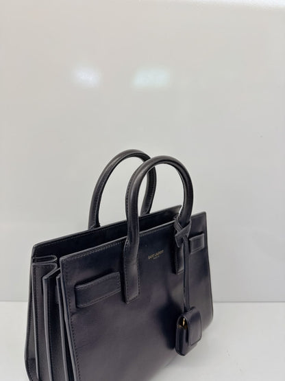 DARK BLUE LEATHER CLASSIC NANO SAC DE JOUR TOTE BAG