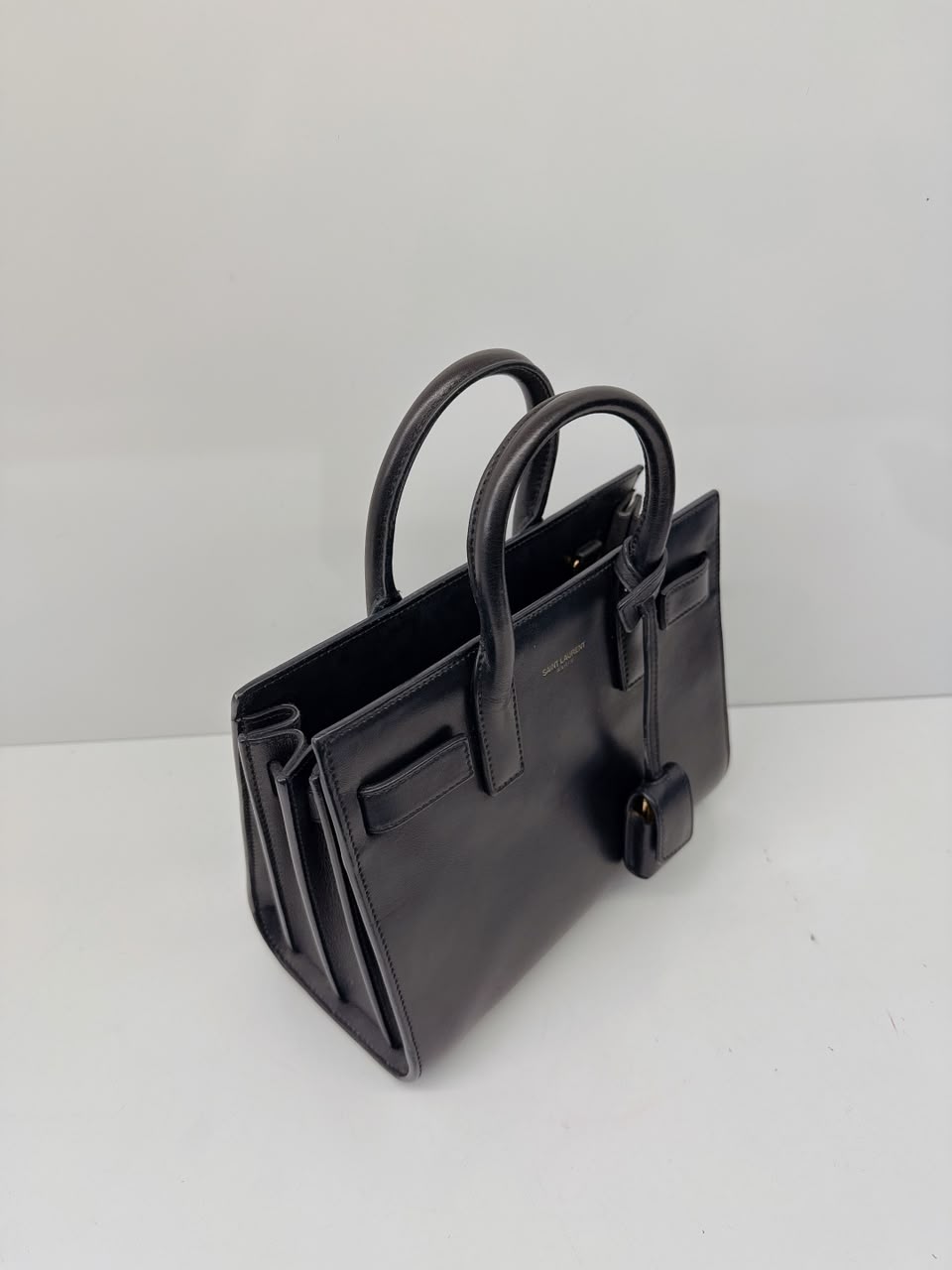 DARK BLUE LEATHER CLASSIC NANO SAC DE JOUR TOTE BAG
