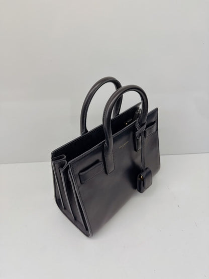 DARK BLUE LEATHER CLASSIC NANO SAC DE JOUR TOTE BAG