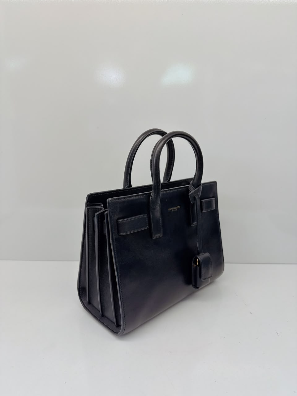 DARK BLUE LEATHER CLASSIC NANO SAC DE JOUR TOTE BAG