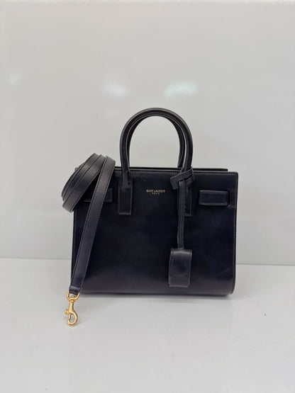 DARK BLUE LEATHER CLASSIC NANO SAC DE JOUR TOTE BAG