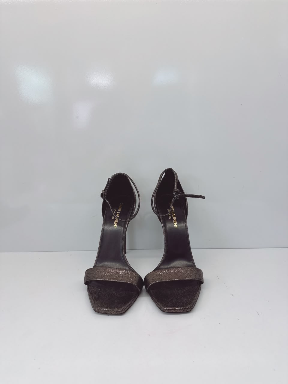 METALLIC BRONZE GUNMETAL FINISH AMBER 105 SANDALS 37