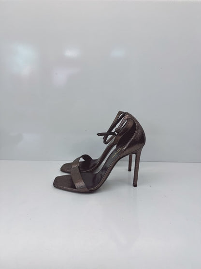 METALLIC BRONZE GUNMETAL FINISH AMBER 105 SANDALS 37