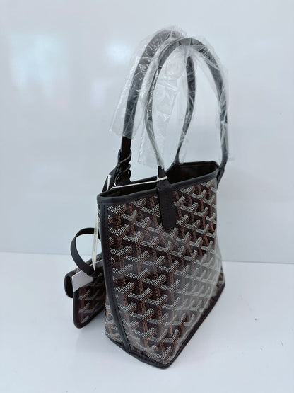 BLACK GOYARDINE CANVAS ANJOU MINI TOTE BAG