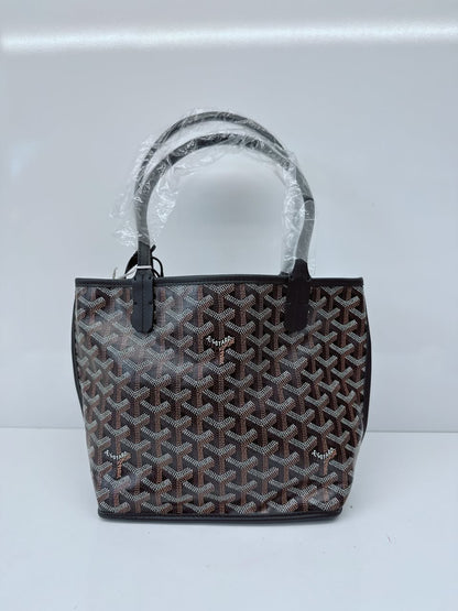 BLACK GOYARDINE CANVAS ANJOU MINI TOTE BAG