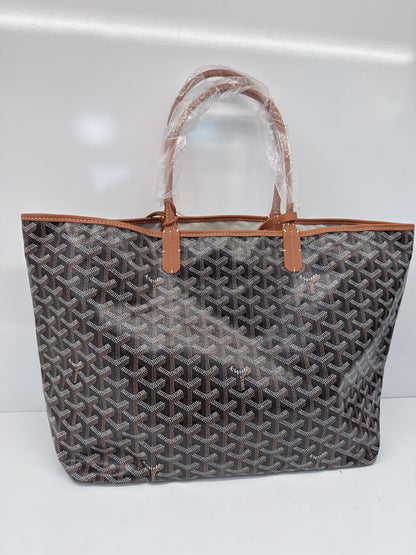 BLACK AND TAN GOYARDINE CANVAS AND CHEVROCHES CALFSKIN SAINT LOUIS PM BAG