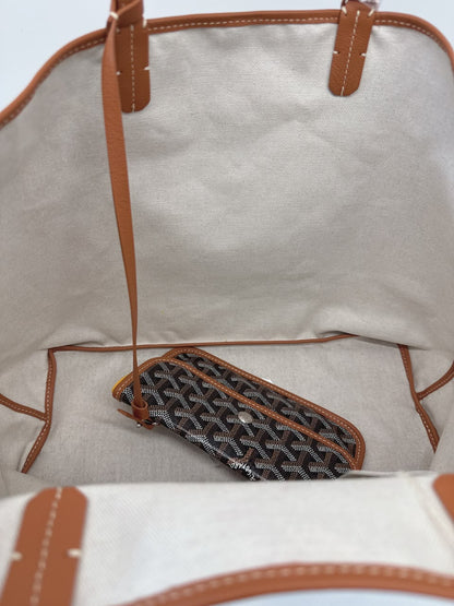 BLACK AND TAN GOYARDINE CANVAS AND CHEVROCHES CALFSKIN SAINT LOUIS PM BAG