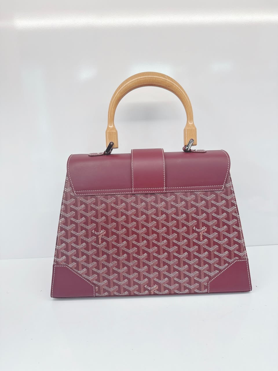 BURGUNDY COATED CANVAS AND LEATHER SAIGON MM TOP HANDLE BAG