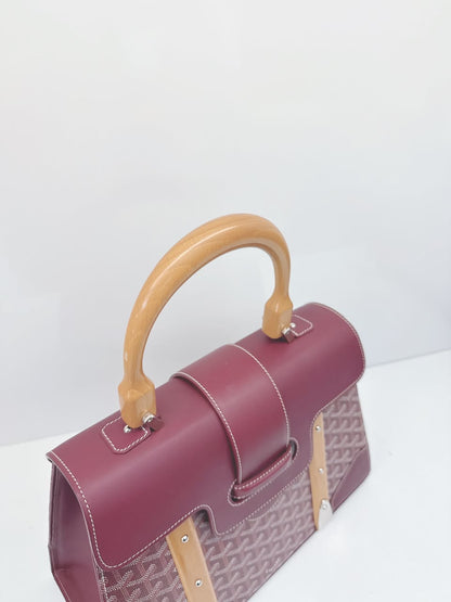 BURGUNDY COATED CANVAS AND LEATHER SAIGON MM TOP HANDLE BAG