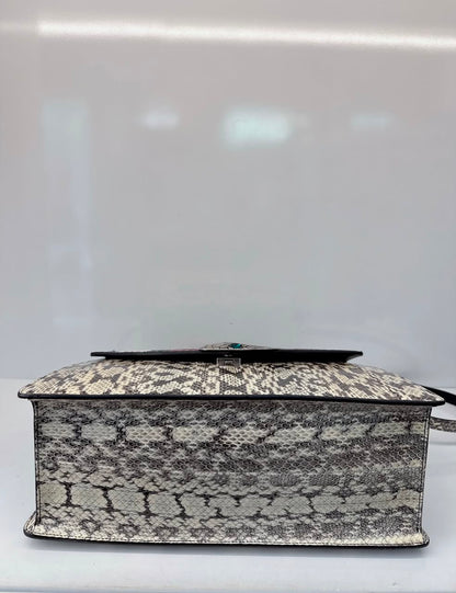 BEIGE SNAKESKIN MEDIUM LILITH BAMBOO TOP HANDLE BAG