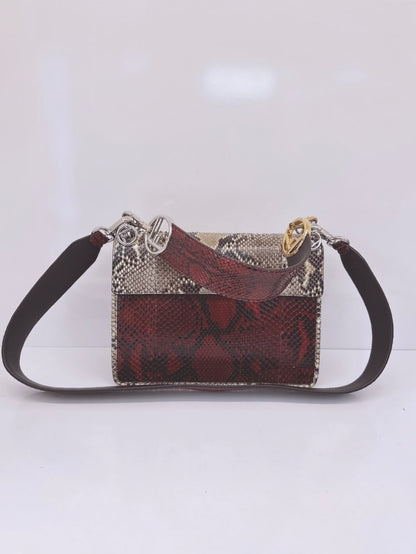 ROCCIA RED PYTHON KAN I    F LOGO SHOULER BAG