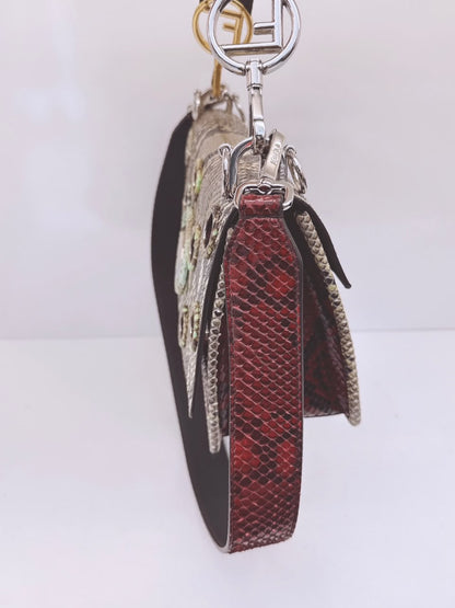 ROCCIA RED PYTHON KAN I    F LOGO SHOULER BAG