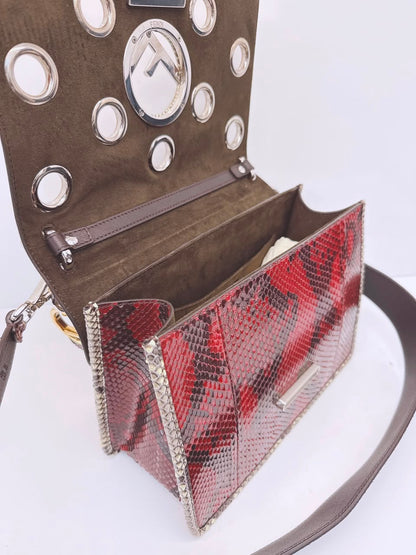 ROCCIA RED PYTHON KAN I    F LOGO SHOULER BAG