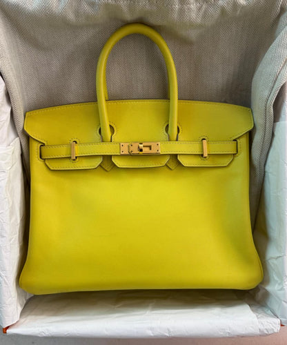 BIRKIN 25 LIME SWIFT LEATHER ROSE GOLD HARDWARE