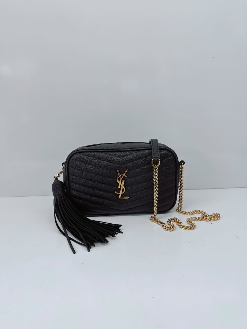 BLACK MATELASSE LEATHER LOU MINI SHOULDER BAG