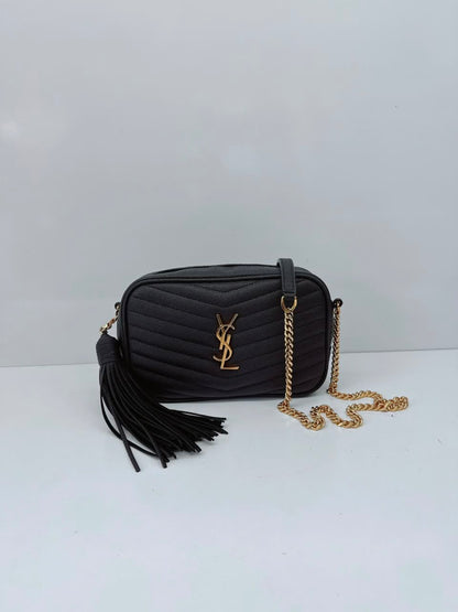 BLACK MATELASSE LEATHER LOU MINI SHOULDER BAG