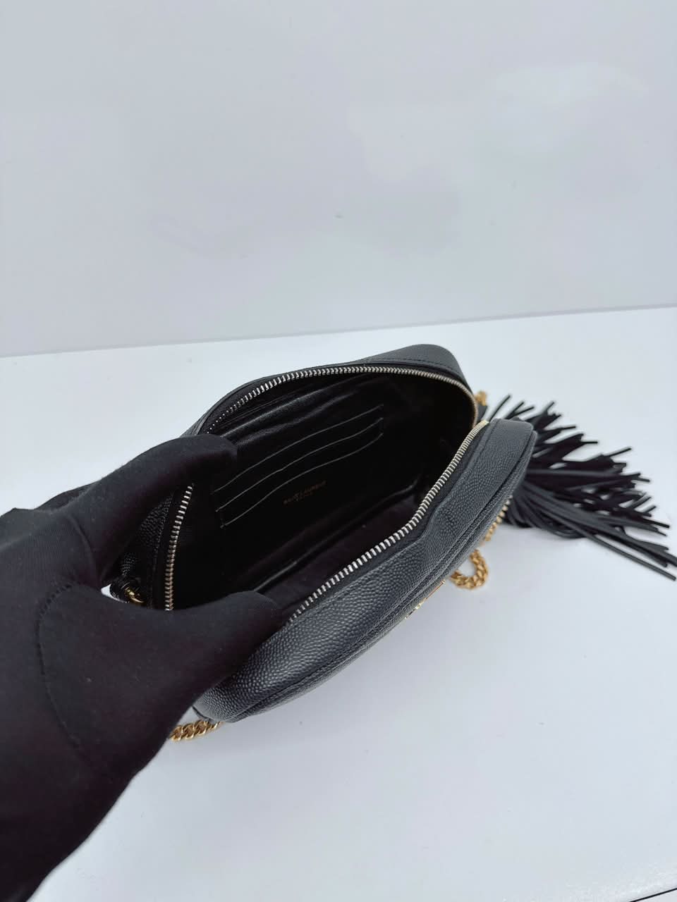 BLACK MATELASSE LEATHER LOU MINI SHOULDER BAG