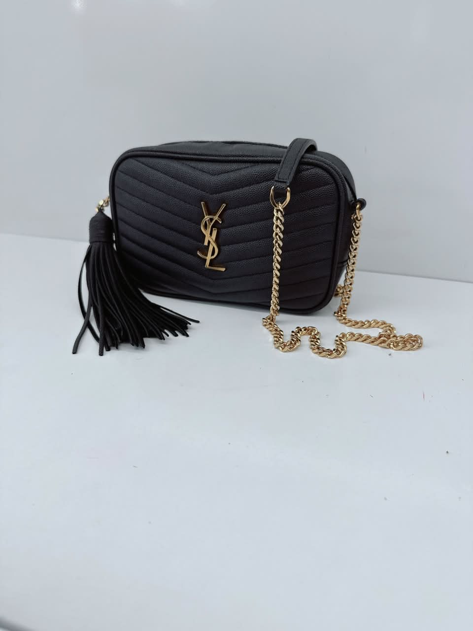 BLACK MATELASSE LEATHER LOU MINI SHOULDER BAG