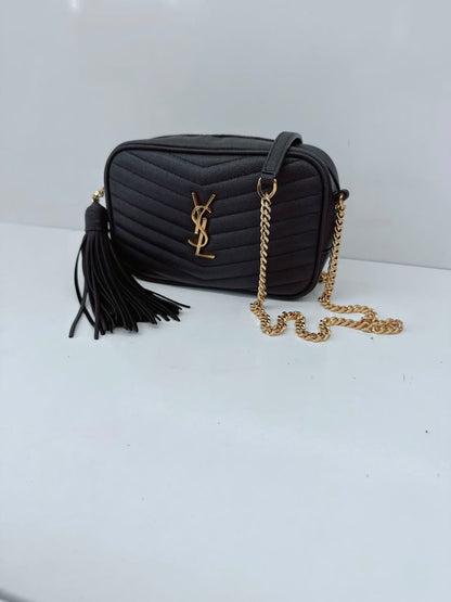 BLACK MATELASSE LEATHER LOU MINI SHOULDER BAG