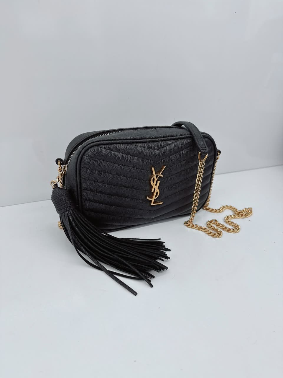 BLACK MATELASSE LEATHER LOU MINI SHOULDER BAG