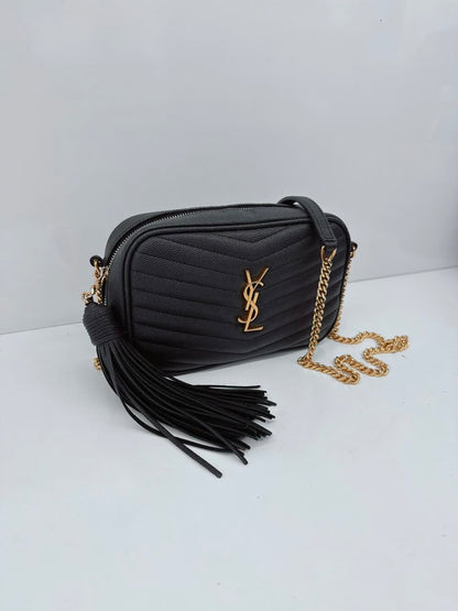 BLACK MATELASSE LEATHER LOU MINI SHOULDER BAG
