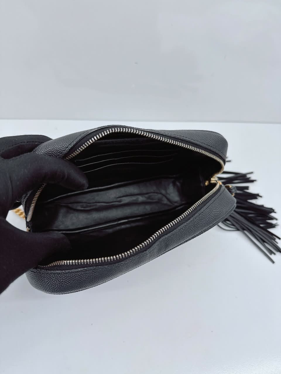 BLACK MATELASSE LEATHER LOU MINI SHOULDER BAG