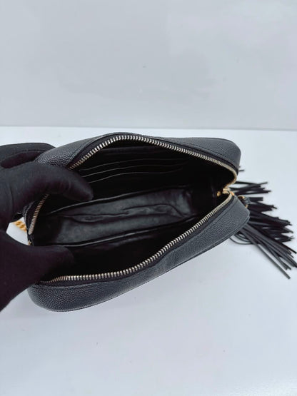 BLACK MATELASSE LEATHER LOU MINI SHOULDER BAG