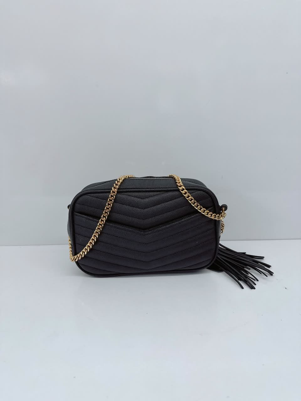 BLACK MATELASSE LEATHER LOU MINI SHOULDER BAG