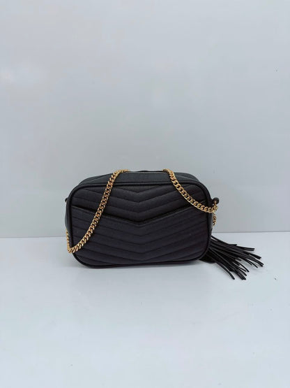 BLACK MATELASSE LEATHER LOU MINI SHOULDER BAG