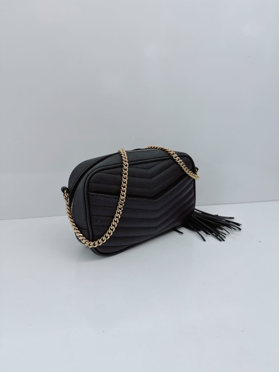 BLACK MATELASSE LEATHER LOU MINI SHOULDER BAG
