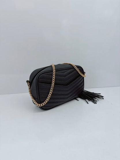 BLACK MATELASSE LEATHER LOU MINI SHOULDER BAG