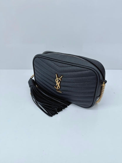 BLACK MATELASSE LEATHER LOU MINI SHOULDER BAG