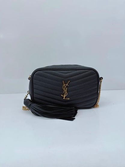 BLACK MATELASSE LEATHER LOU MINI SHOULDER BAG