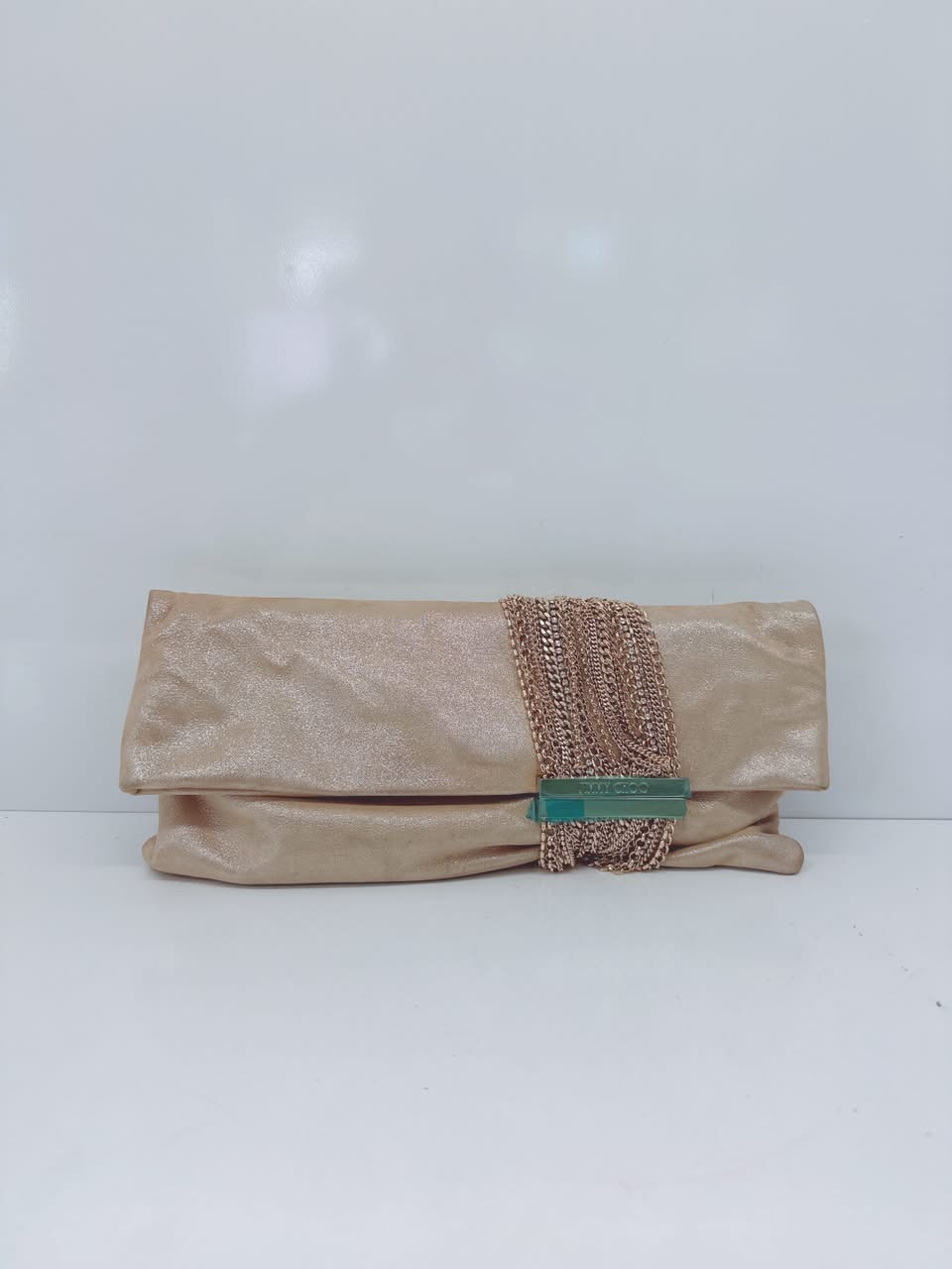 GOLD GLITTER SUEDE CHANDRA CLUTCH
