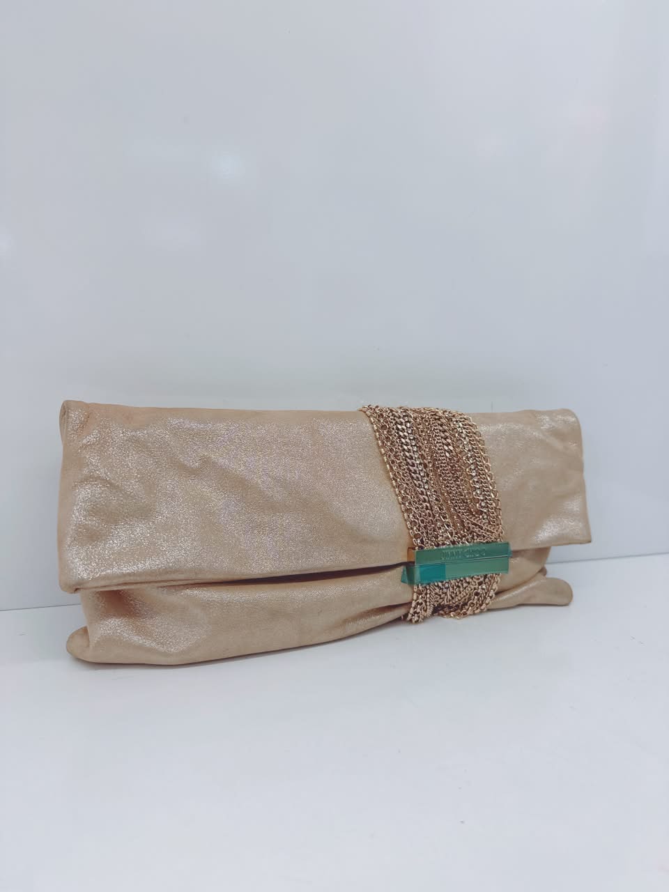 GOLD GLITTER SUEDE CHANDRA CLUTCH