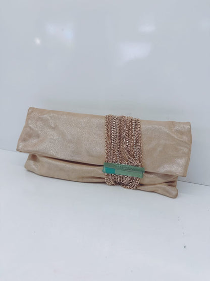 GOLD GLITTER SUEDE CHANDRA CLUTCH