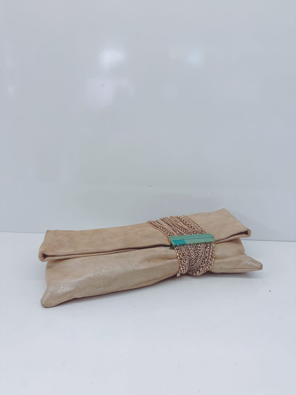 GOLD GLITTER SUEDE CHANDRA CLUTCH