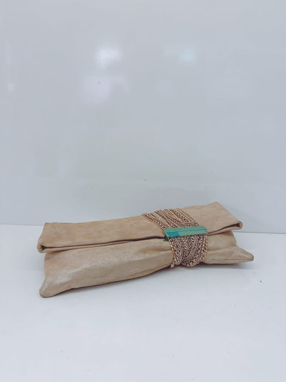 GOLD GLITTER SUEDE CHANDRA CLUTCH