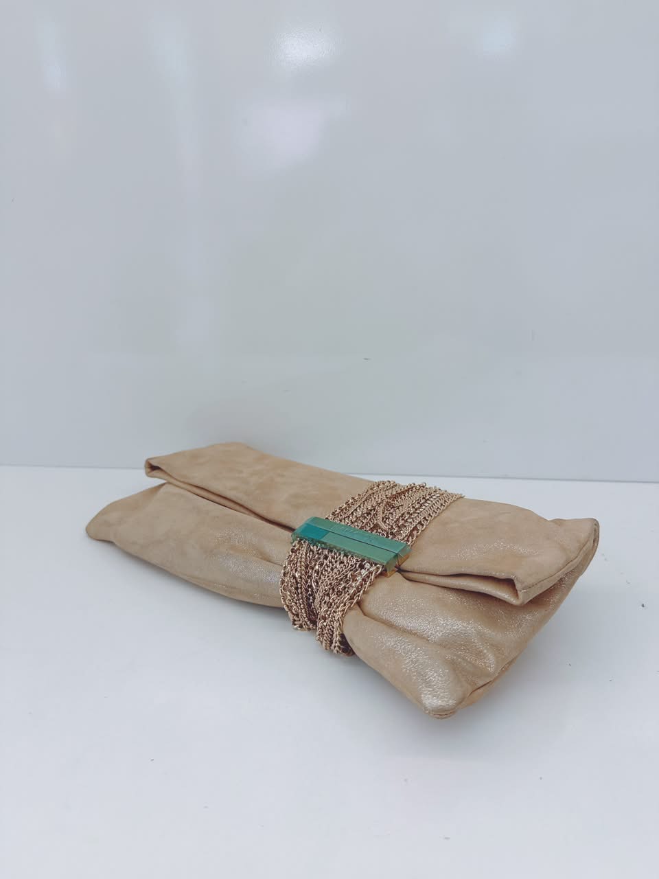 GOLD GLITTER SUEDE CHANDRA CLUTCH