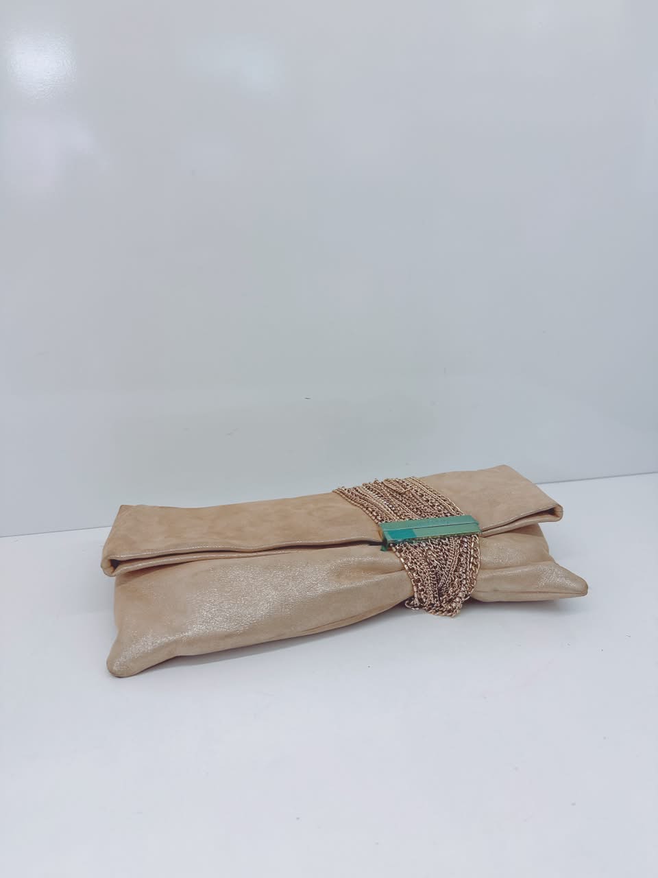 GOLD GLITTER SUEDE CHANDRA CLUTCH