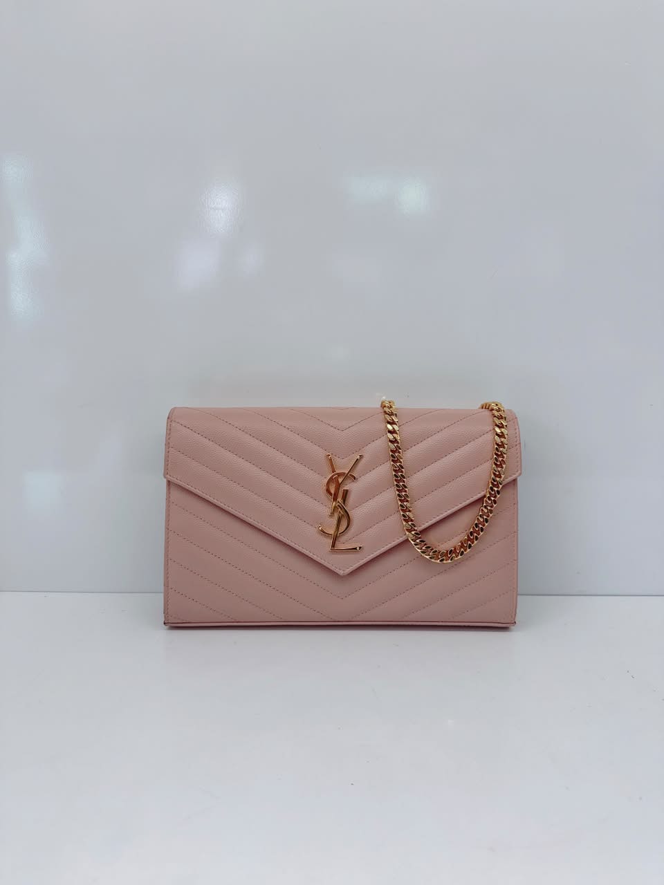 PALE PINK MONOGRAM GRAIN DE POUDRE CLASSIC CASSANDRE WALLET ON CHAIN