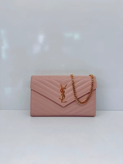 PALE PINK MONOGRAM GRAIN DE POUDRE CLASSIC CASSANDRE WALLET ON CHAIN