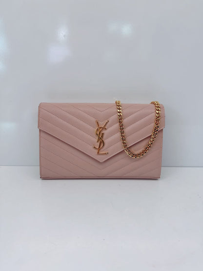 PALE PINK MONOGRAM GRAIN DE POUDRE CLASSIC CASSANDRE WALLET ON CHAIN
