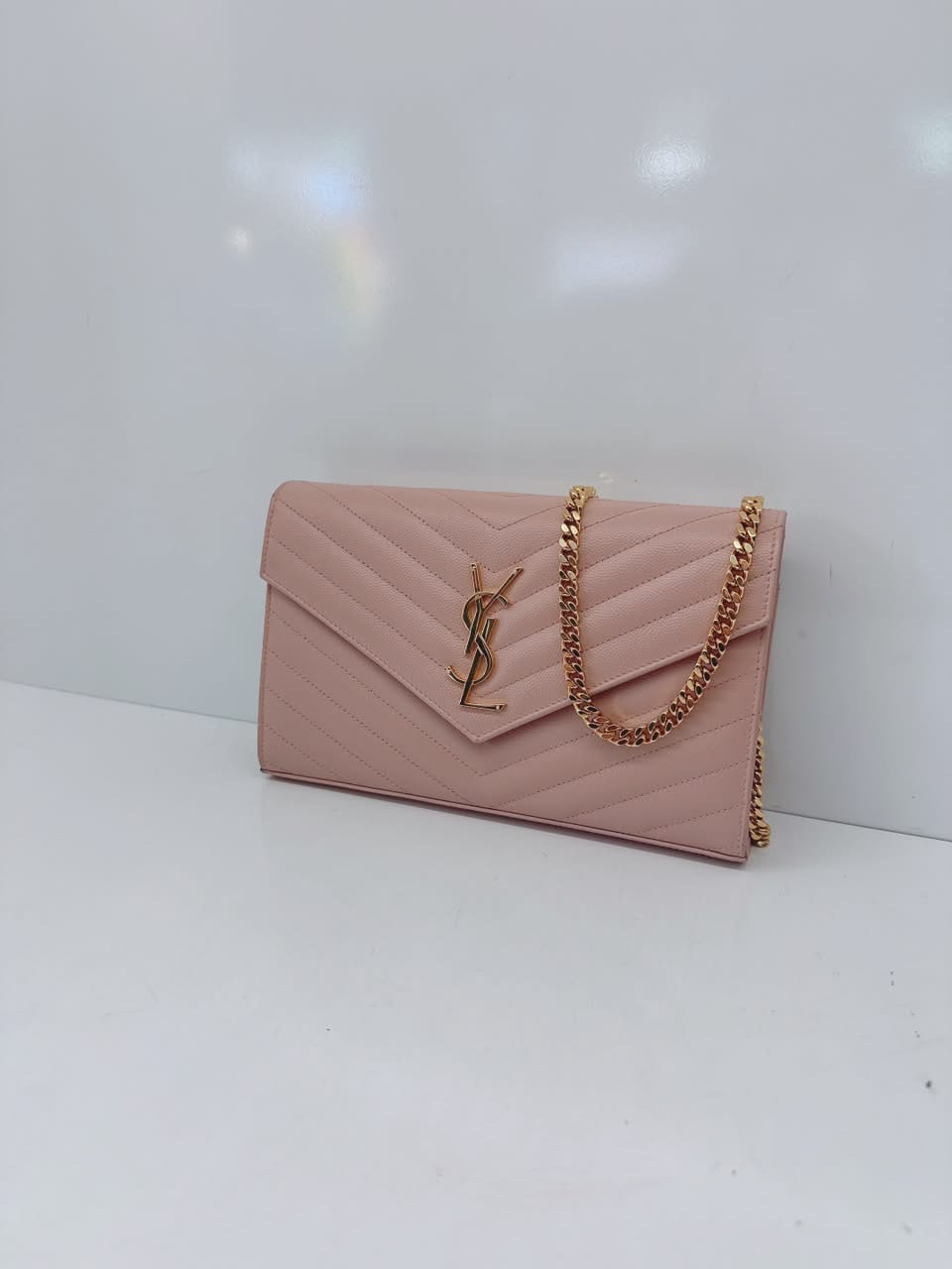 PALE PINK MONOGRAM GRAIN DE POUDRE CLASSIC CASSANDRE WALLET ON CHAIN