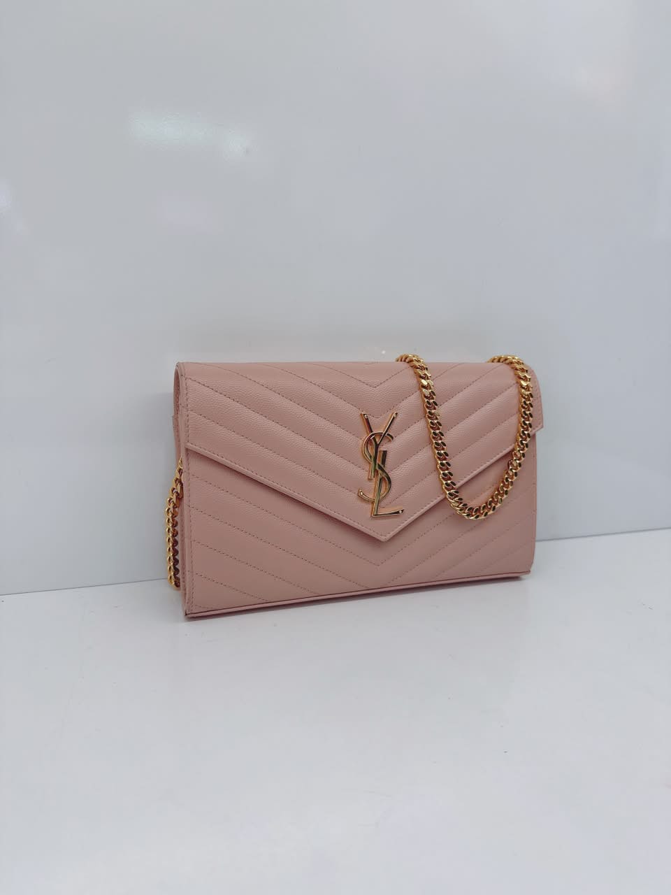 PALE PINK MONOGRAM GRAIN DE POUDRE CLASSIC CASSANDRE WALLET ON CHAIN
