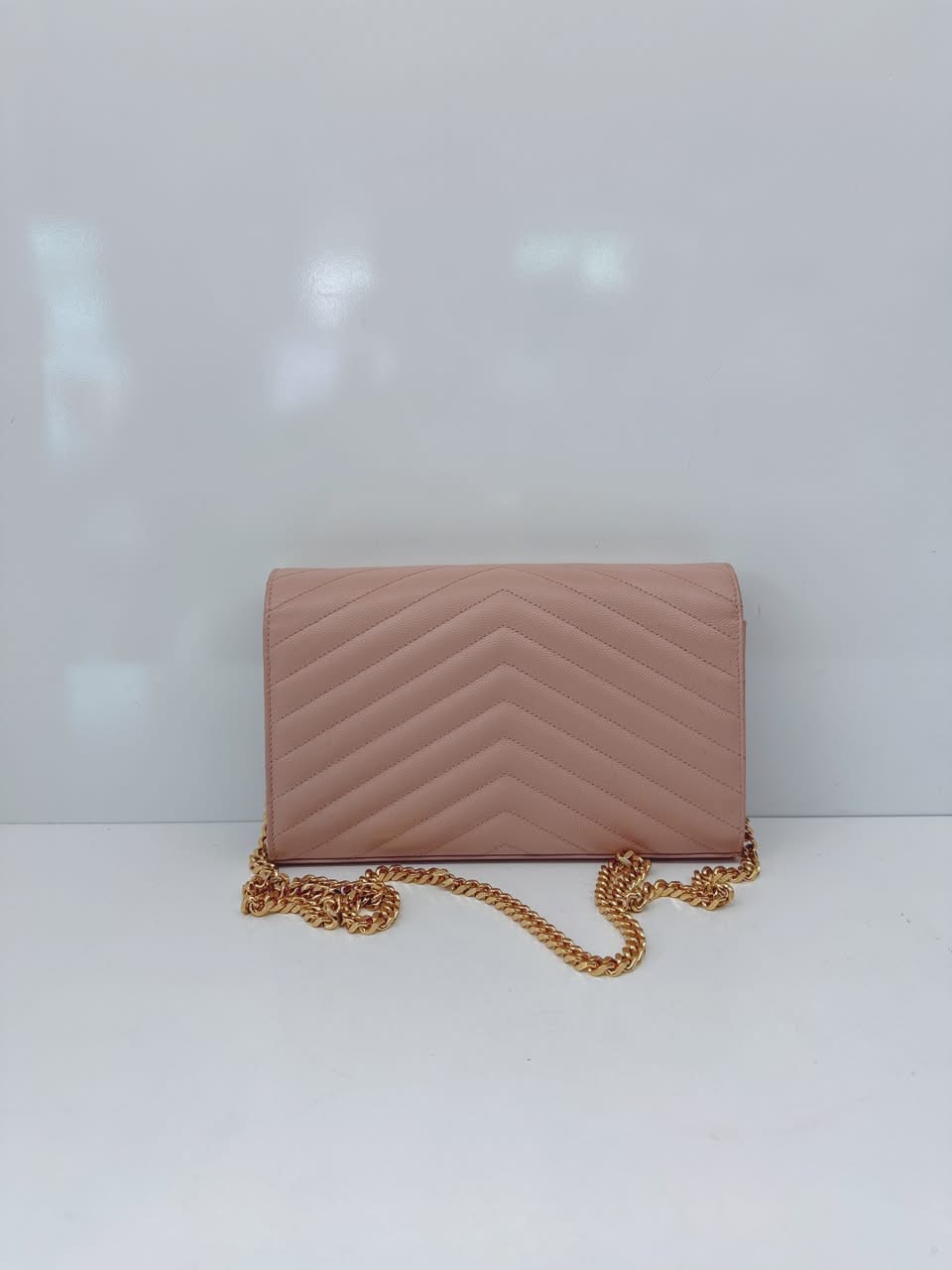 PALE PINK MONOGRAM GRAIN DE POUDRE CLASSIC CASSANDRE WALLET ON CHAIN