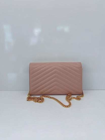 PALE PINK MONOGRAM GRAIN DE POUDRE CLASSIC CASSANDRE WALLET ON CHAIN